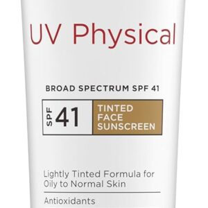 EltaMD UV Physical Tinted 100% Mineral Face Sunscreen, SPF 40 and 41 | Formulated with Antioxidants, 100% Mineral Actives, Transparent Zinc Oxide Finish, Water Resistant Up to 40 Minutes